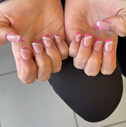 Chloe's pink French nails
